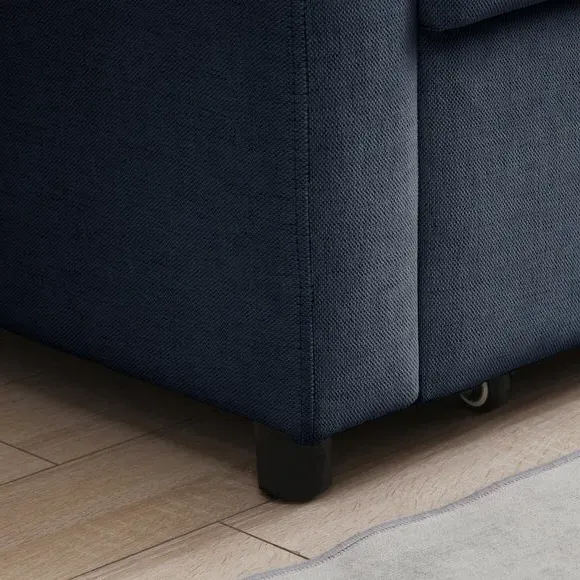 Corner Double Sofa Bed - Navy, Chenille
