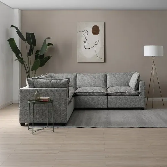 Corner Modular Sofa Bundle - Grey, Boucle