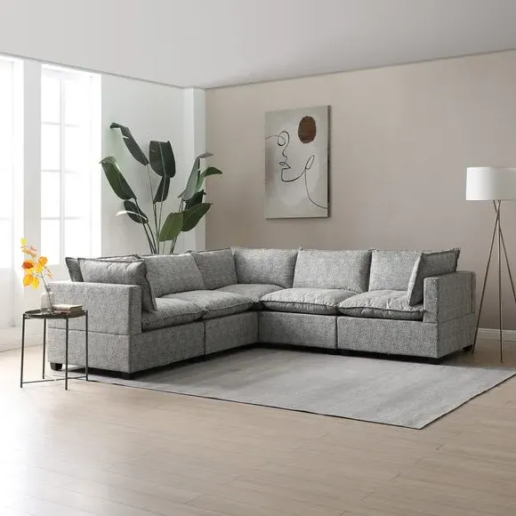 Corner Modular Sofa Bundle - Grey, Boucle image