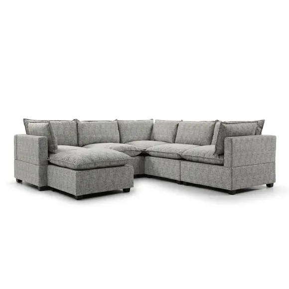 Corner Modular Sofa with Chaise - Grey, Boucle