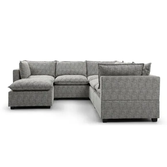 Corner Modular Sofa with Chaise - Grey, Boucle