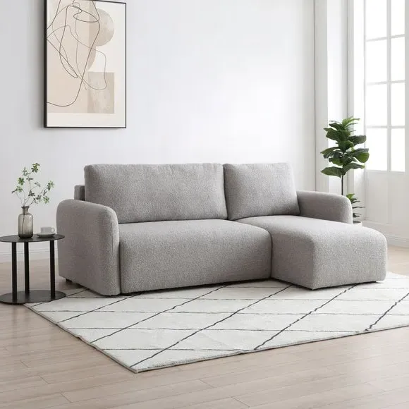 Corner Sofa Bed with Pop-Up - Natural, Boucle image
