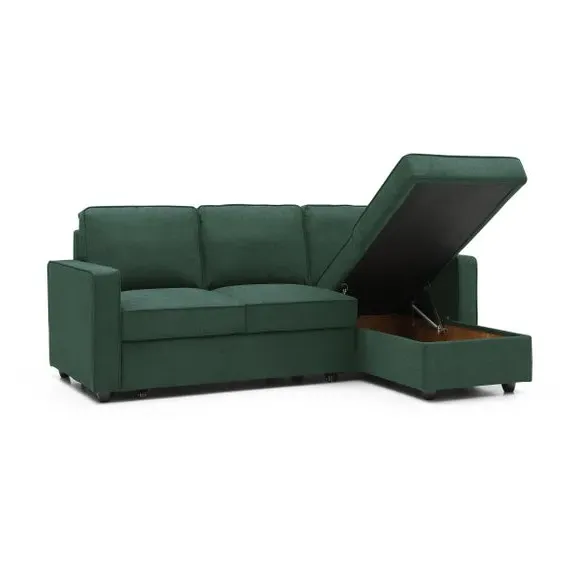 Corner Sofa Bed with Storage - Green, Woven