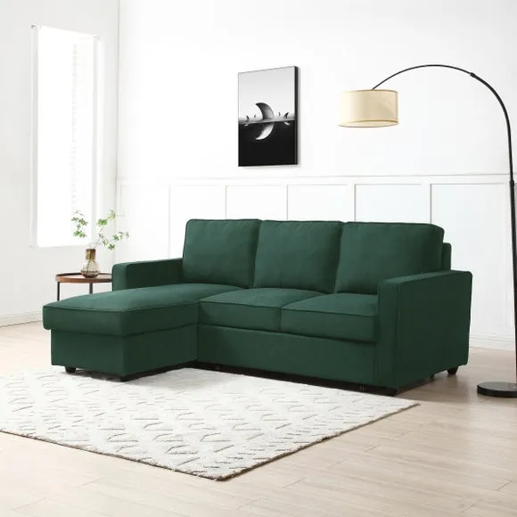 Corner Sofa Bed with Storage - Green, Woven image