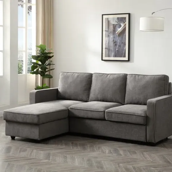 Corner Sofa Bed with Storage - Grey, Woven