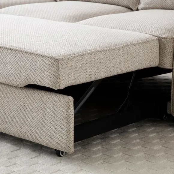 Corner Sofa Bed with Storage - Natural, Fabric