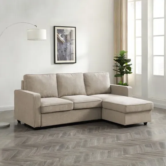 Corner Sofa Bed with Storage - Natural, Woven