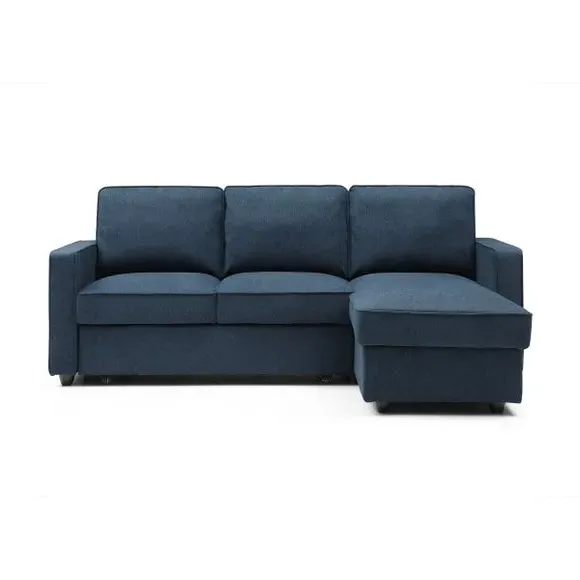 Corner Sofa Bed with Storage - Navy, Woven