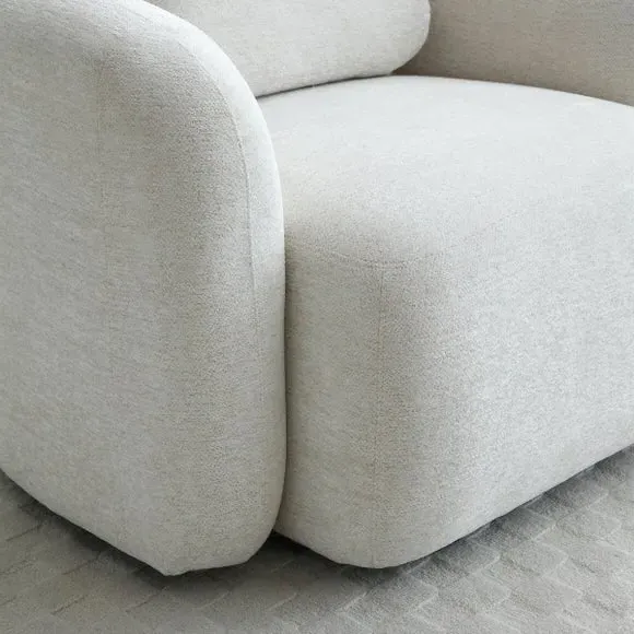 Curved Swivel Accent Chair - Natural, Chenille