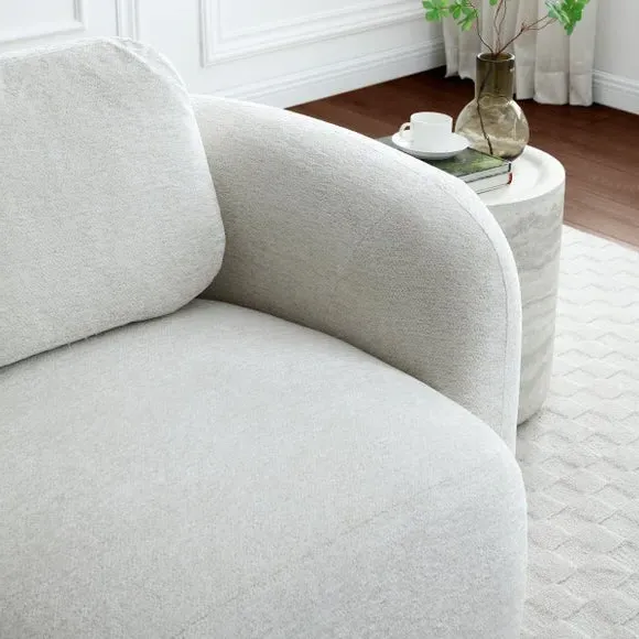 Curved Swivel Accent Chair - Natural, Chenille