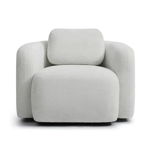 Curved Swivel Accent Chair - Natural, Chenille