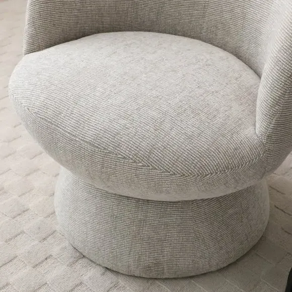 Curved Swivel Accent Chair - Natural, Chenille