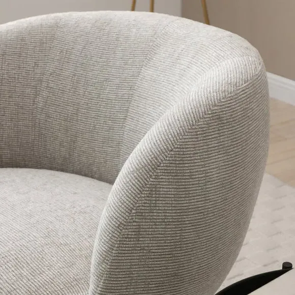 Curved Swivel Accent Chair - Natural, Chenille