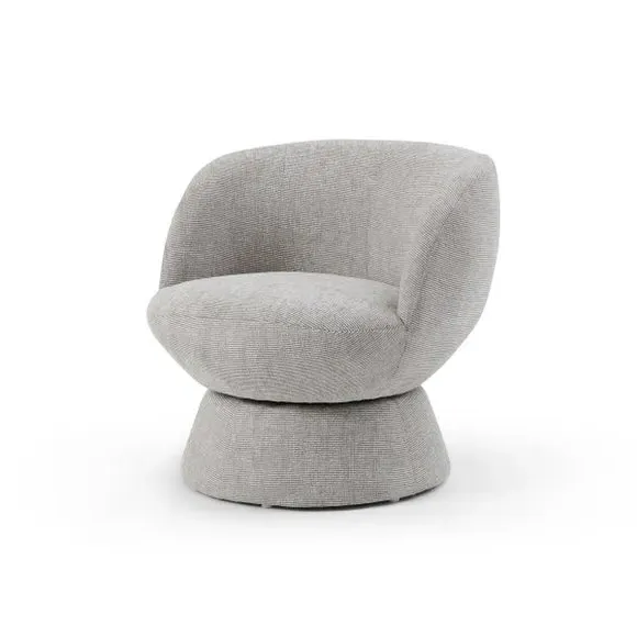 Curved Swivel Accent Chair - Natural, Chenille