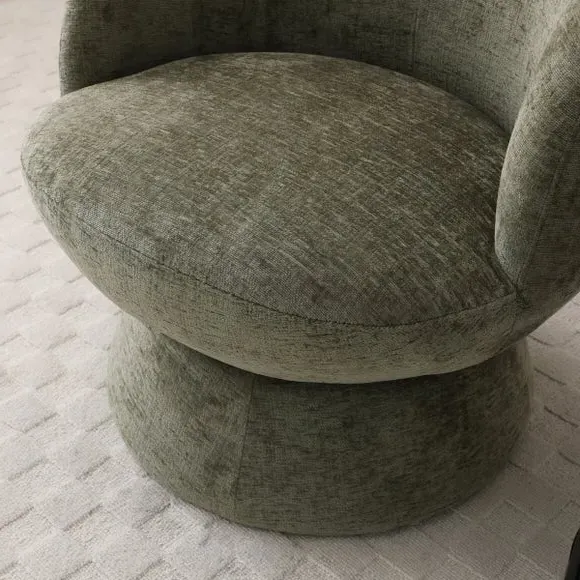 Curved Swivel Accent Chair - Olive, Chenille