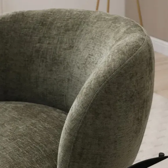Curved Swivel Accent Chair - Olive, Chenille