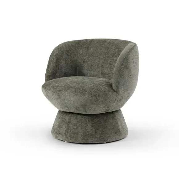 Curved Swivel Accent Chair - Olive, Chenille