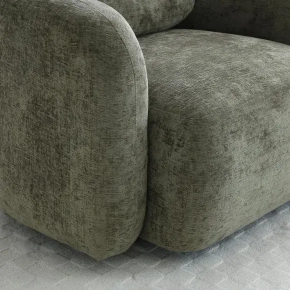 Curved Swivel Accent Chair - Olive, Chenille