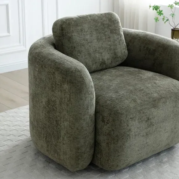 Curved Swivel Accent Chair - Olive, Chenille