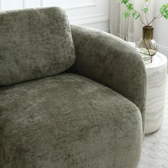 Curved Swivel Accent Chair - Olive, Chenille
