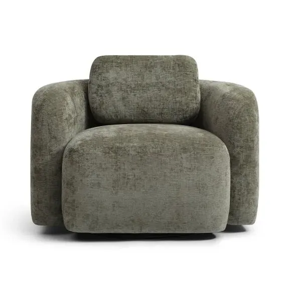 Curved Swivel Accent Chair - Olive, Chenille