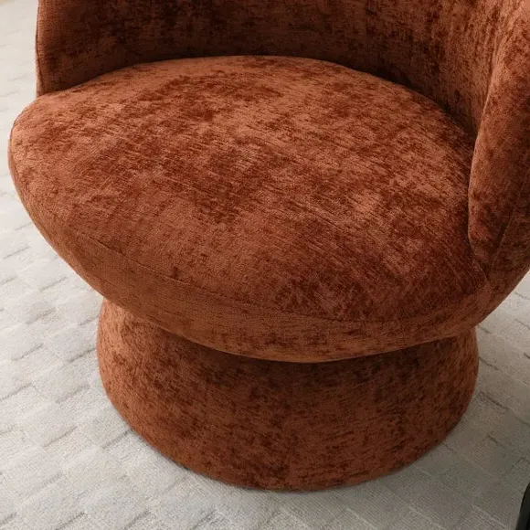 Curved Swivel Accent Chair - Orange, Chenille