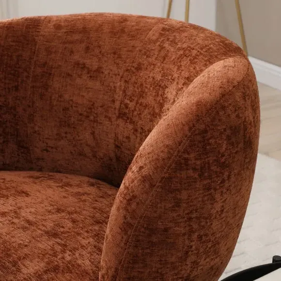 Curved Swivel Accent Chair - Orange, Chenille