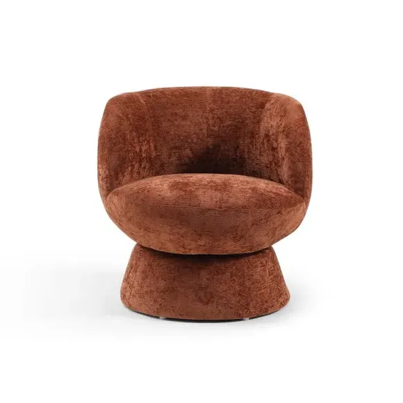 Curved Swivel Accent Chair - Orange, Chenille
