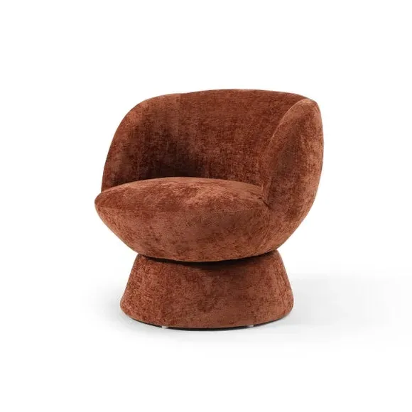 Curved Swivel Accent Chair - Orange, Chenille