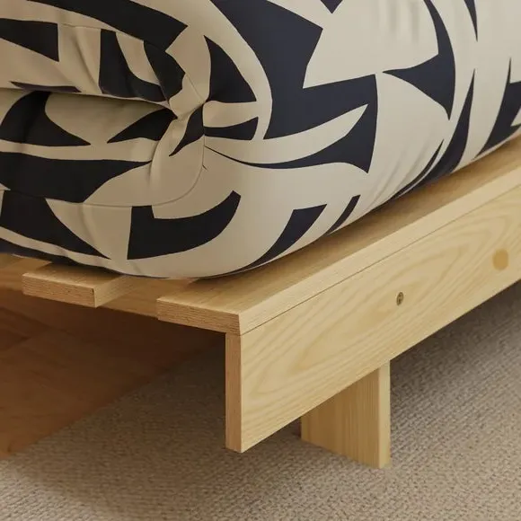 Double Futon with Folding Frame - Black, Pine