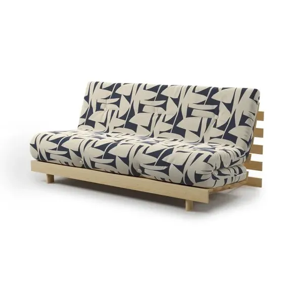 Double Futon with Folding Frame - Black, Pine