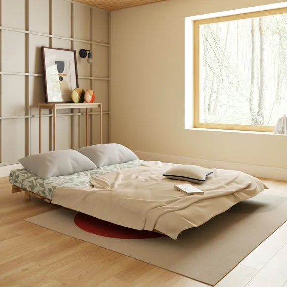 Double Futon with Folding Frame - Sage, Pine