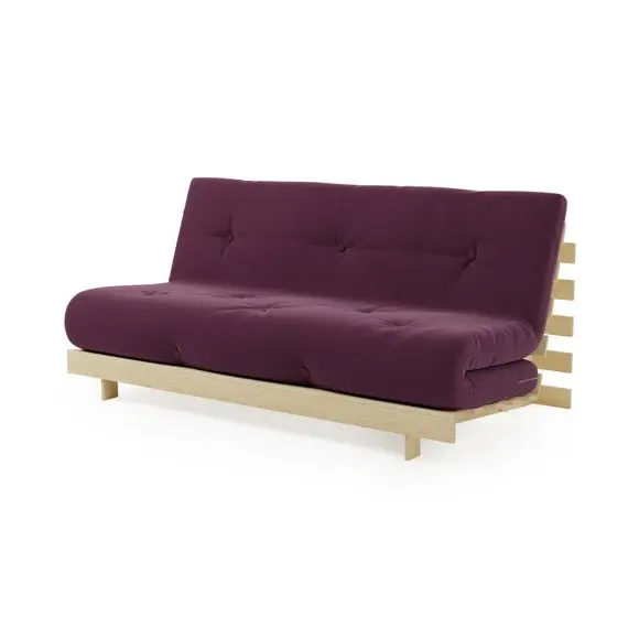 Double Futon with Mattress - Aubergine, Pine