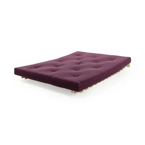 Double Futon with Mattress - Aubergine, Pine