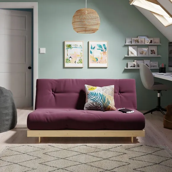 Double Futon with Mattress - Aubergine, Pine image