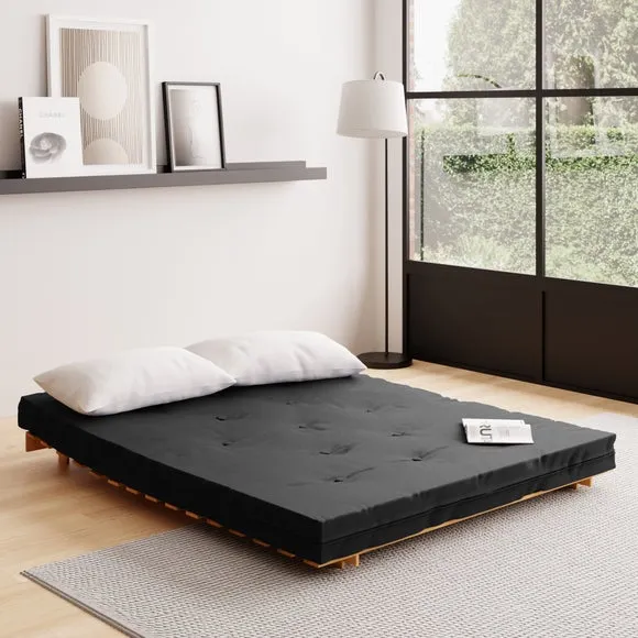 Double Futon with Mattress - Black, Pine