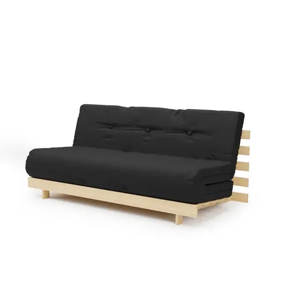 Double Futon with Mattress - Black, Pine