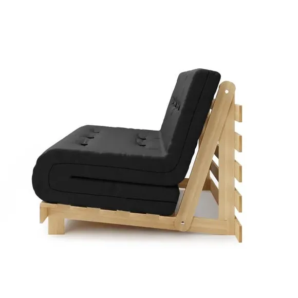 Double Futon with Mattress - Black, Pine