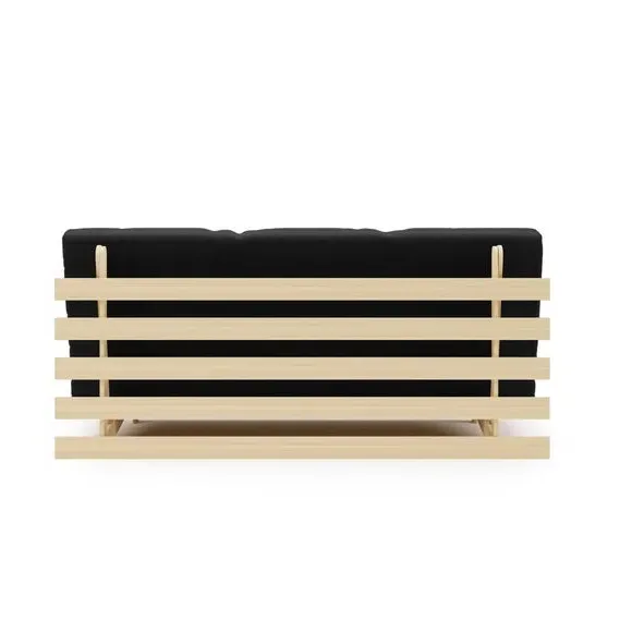 Double Futon with Mattress - Black, Pine