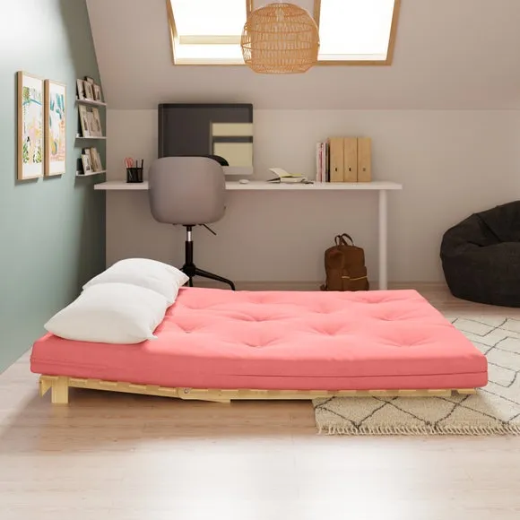 Double Futon with Mattress - Coral, Pine