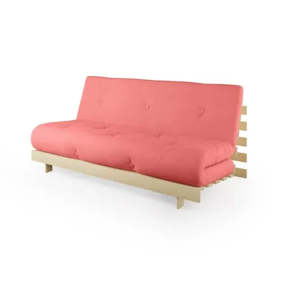 Double Futon with Mattress - Coral, Pine