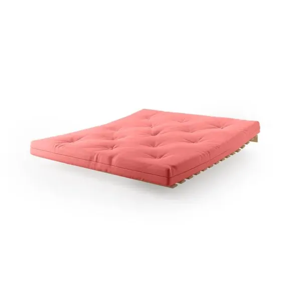 Double Futon with Mattress - Coral, Pine