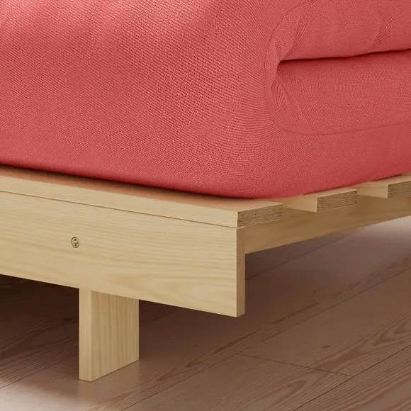 Double Futon with Mattress - Coral, Pine