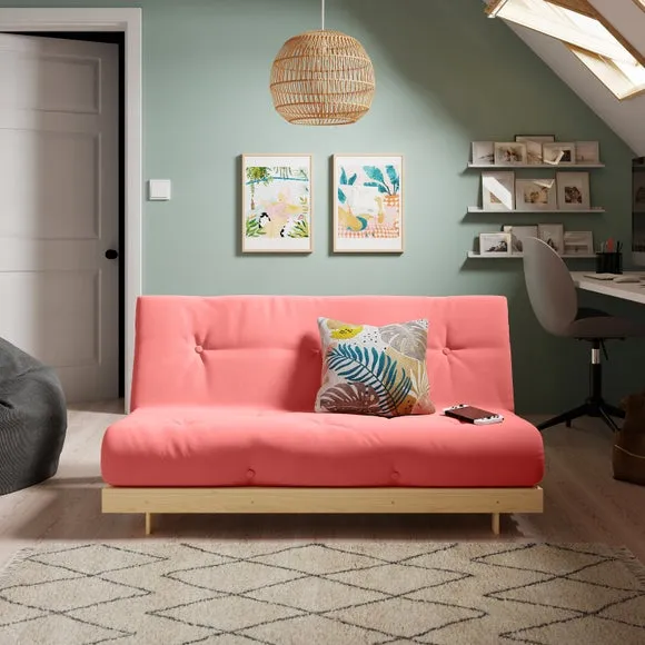 Double Futon with Mattress - Coral, Pine