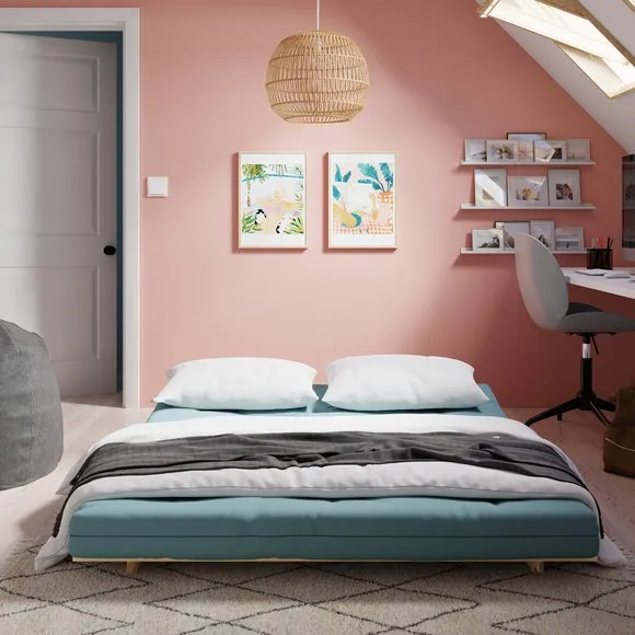 Double Futon with Mattress - Duck Egg, Pine