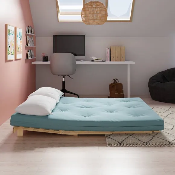 Double Futon with Mattress - Duck Egg, Pine