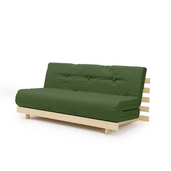 Double Futon with Mattress - Green, Pine