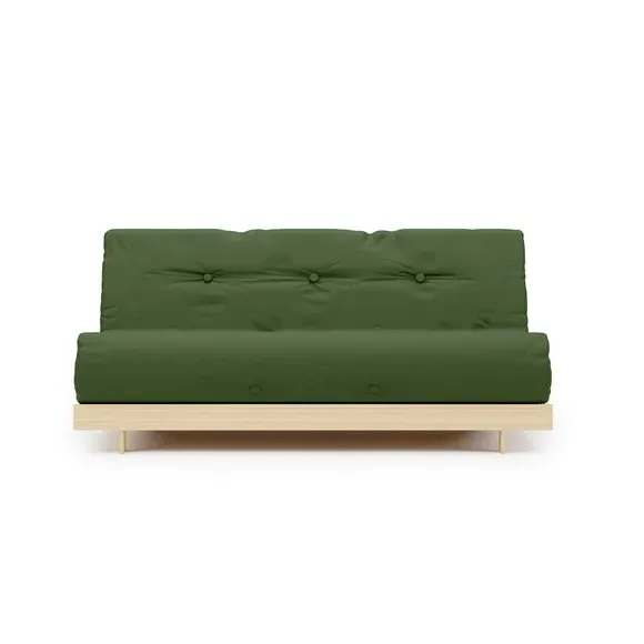 Double Futon with Mattress - Green, Pine