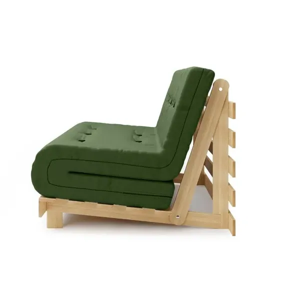 Double Futon with Mattress - Green, Pine