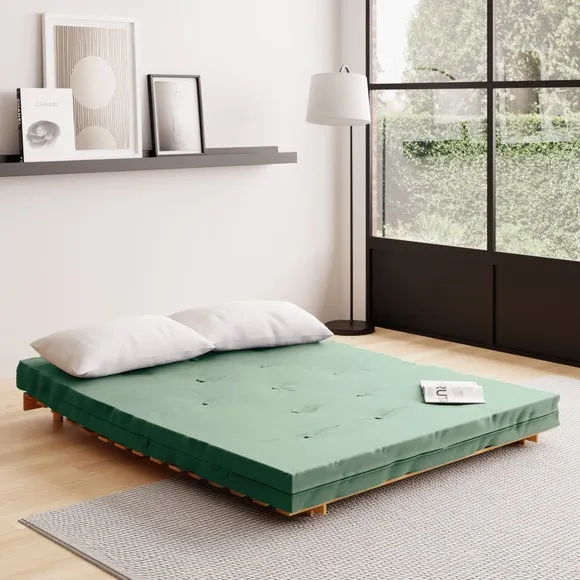 Double Futon with Mattress - Green, Pine